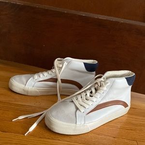 Madewell leather high tops with suede toe- navy/caramel detail. Barely worn!